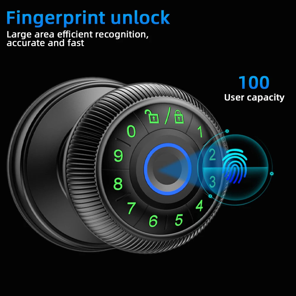 Fingerprint Door Lock Round Knob