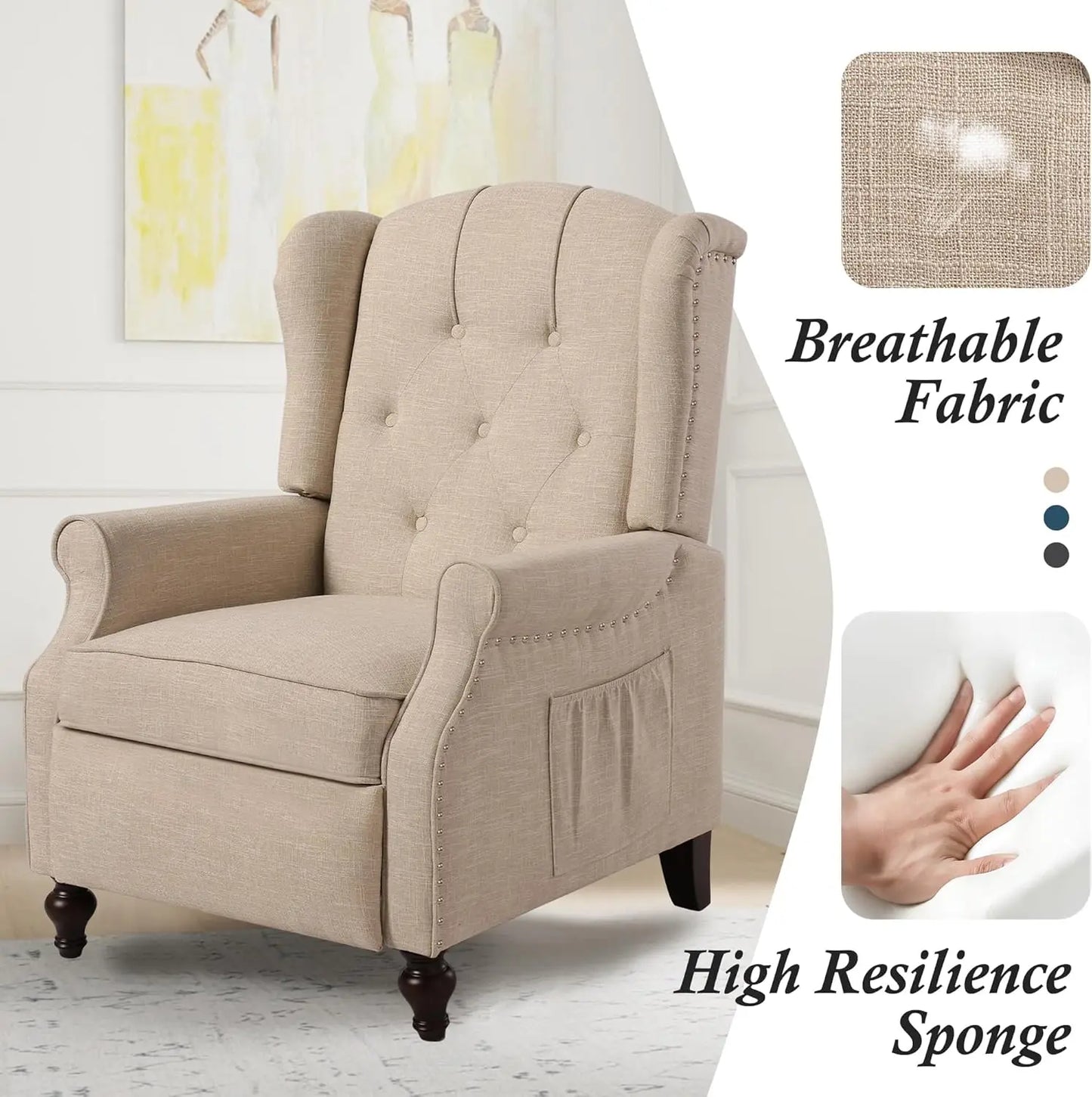 Wingback Recliner Chair with Massage and Heat