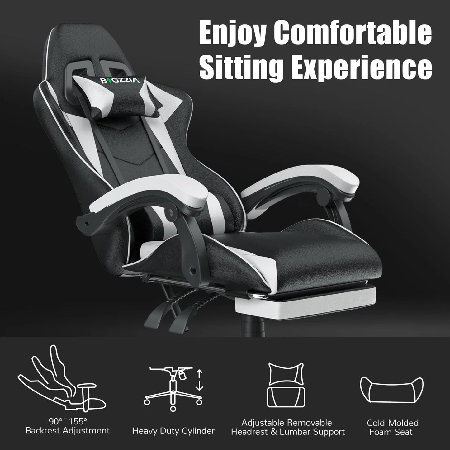 Ergonomic with Lumbar Cushion Headrest Gaming Chair