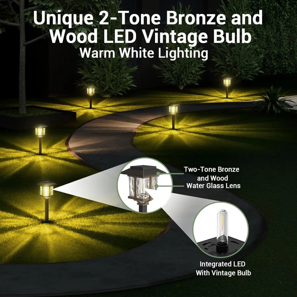 Solar Outdoor Garden Lights with Metal Glass