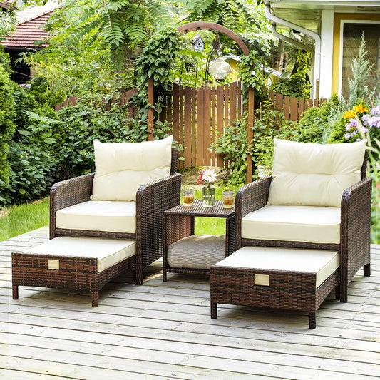 5 Pieces Wicker Patio Furniture Set