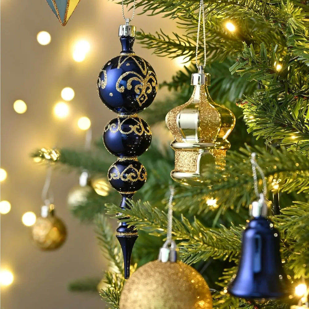 Christmas, 108ct Blue and Gold Shatterproof Ball Ornaments