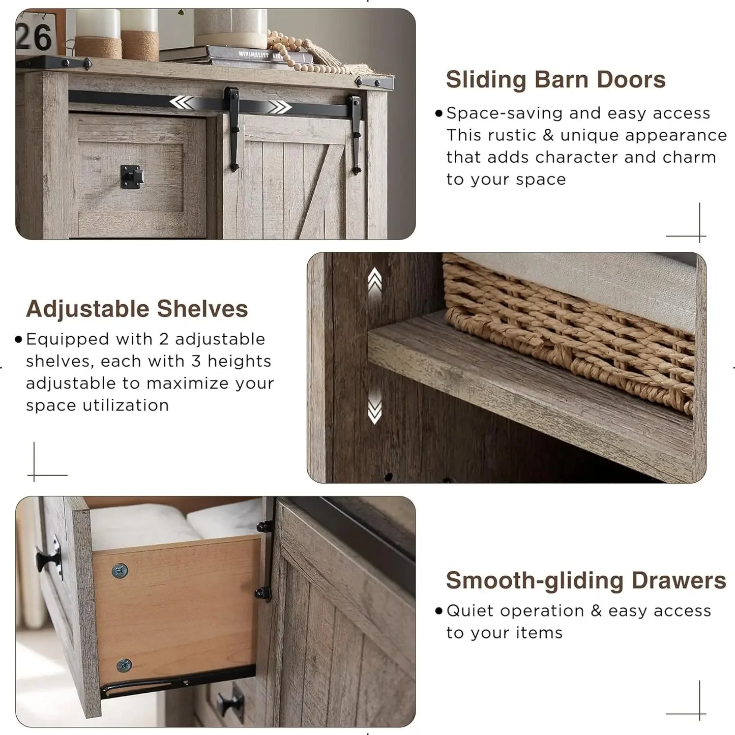 Sliding Barn Door, Farmhouse Tall Dresser