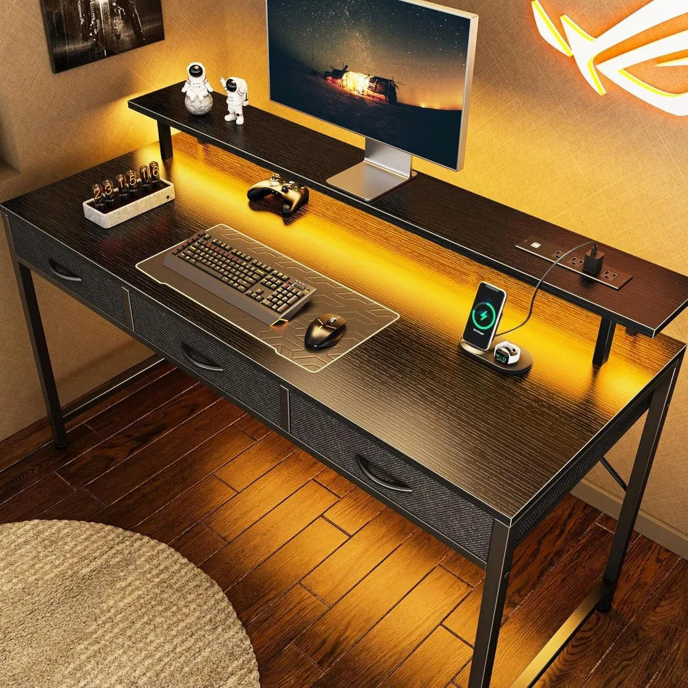 55 Inch Computer Desk with 3 Drawers