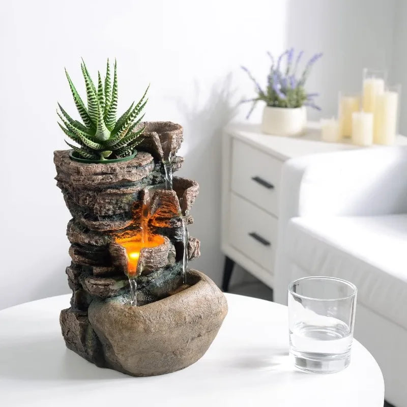 Indoor Fountain 4-Bowl Rockery Soothing Sound