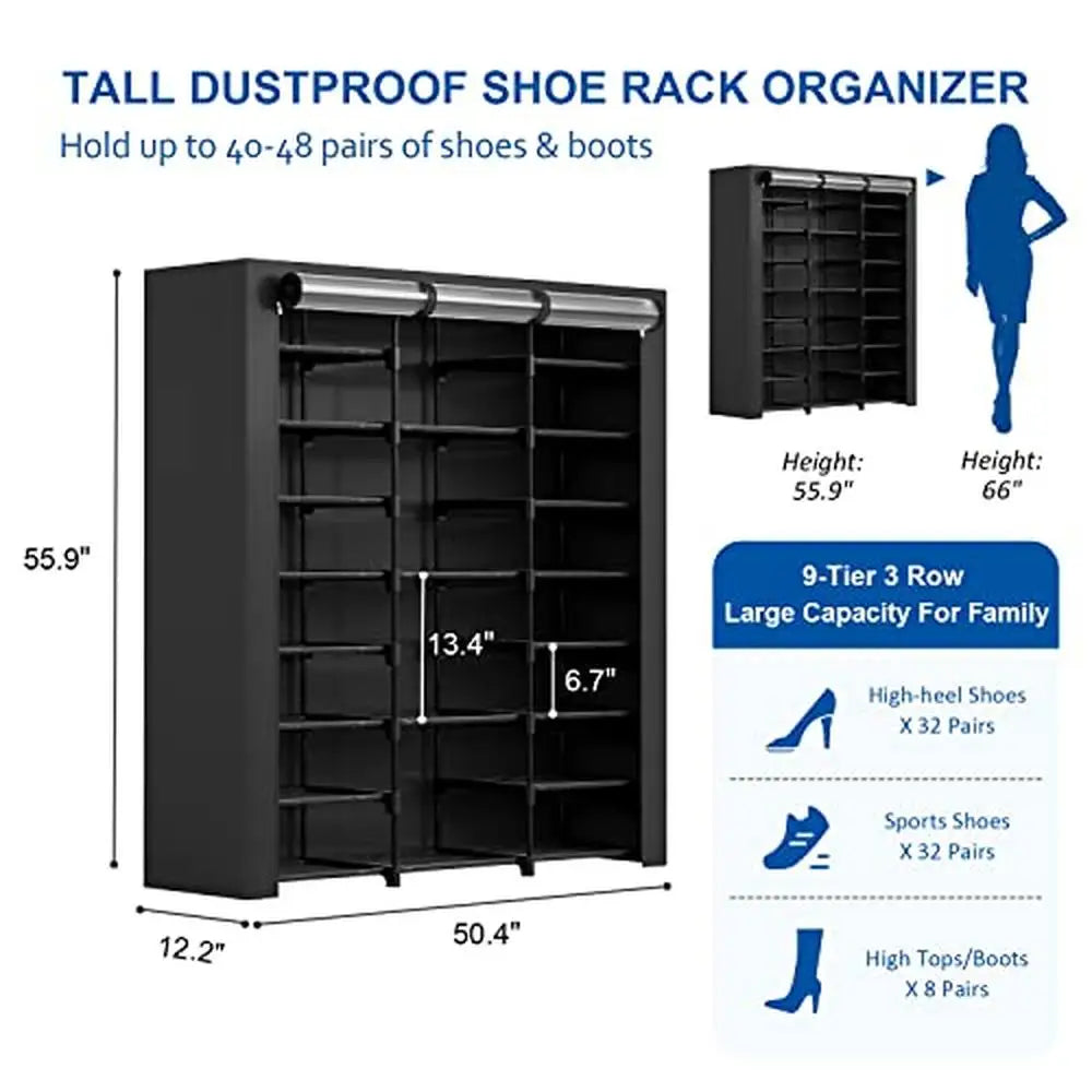 Large Shoe Organizer Cabinet 9-Tier 40-46 Pairs