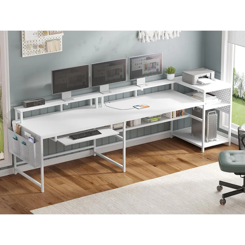 Reversible Home Office Desk with Power Outlets