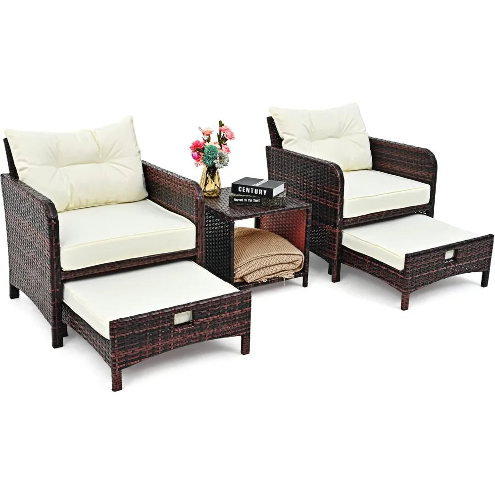 5 Pieces Wicker Patio Furniture Set