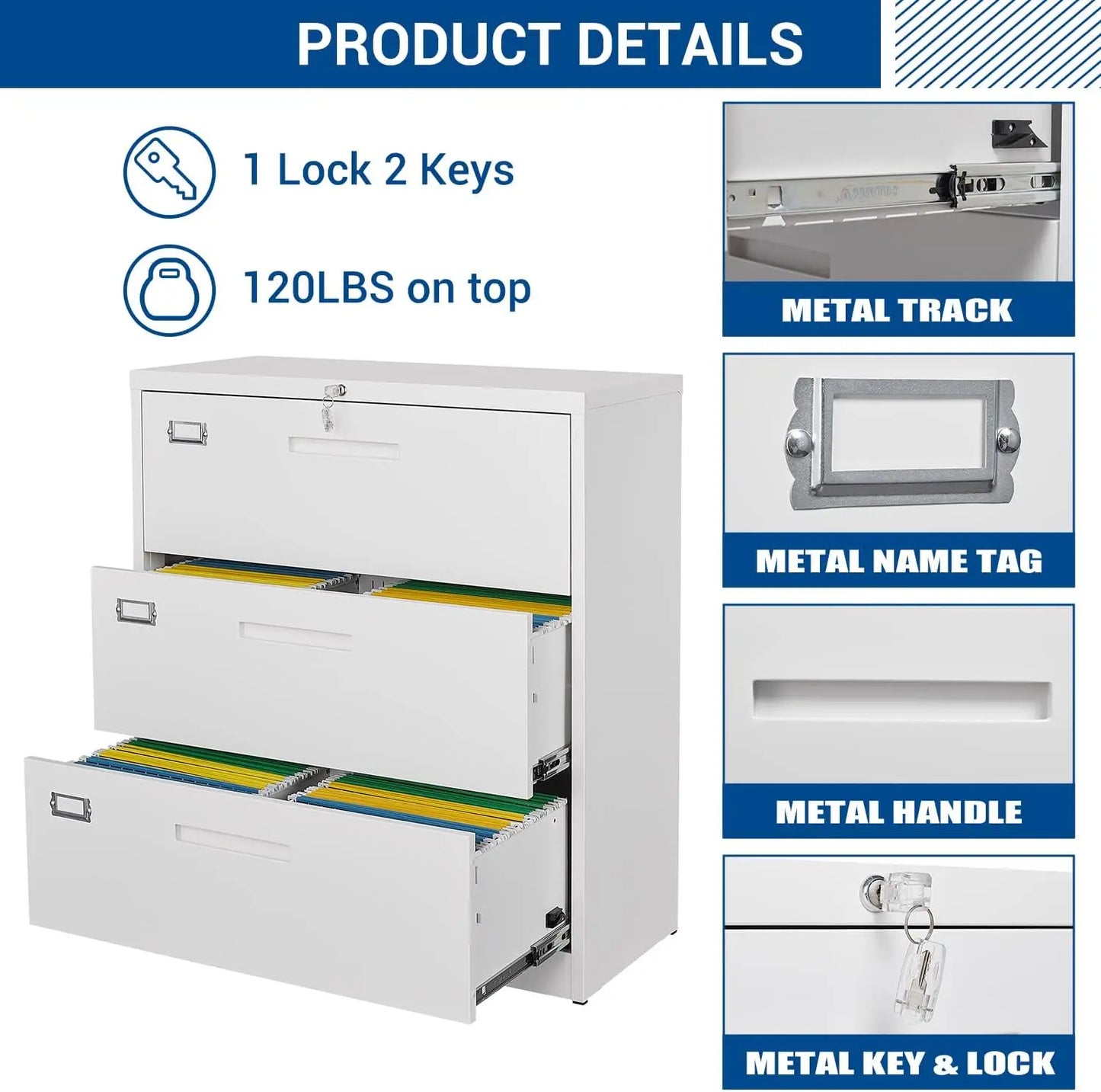 Home Office Lockable Storage Cabinet for Hanging Files