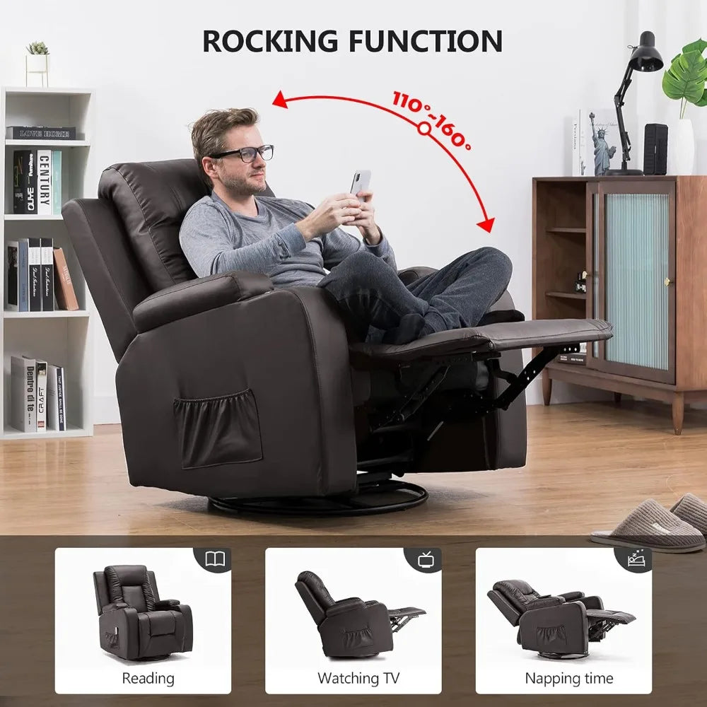 PU Leather Rocker with Heated Massage