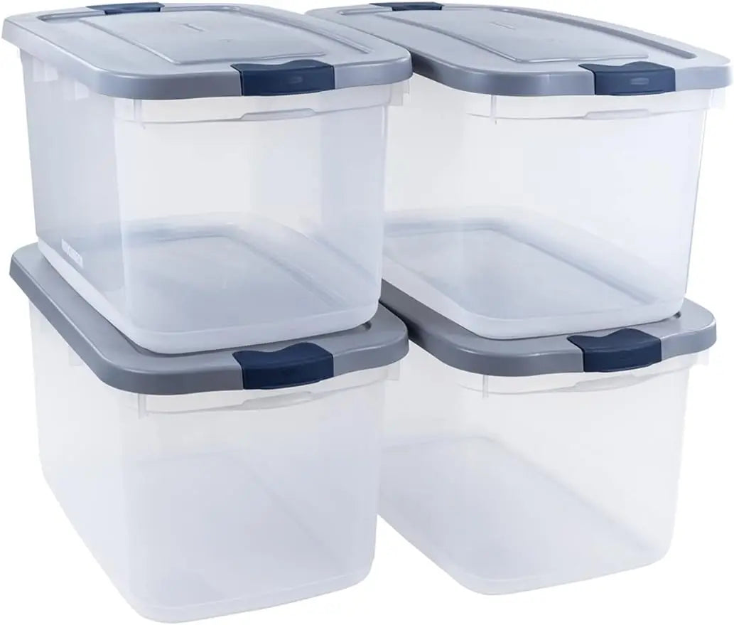 Clear 66 Qt/16.5 Gal Storage Containers, Pack of 4