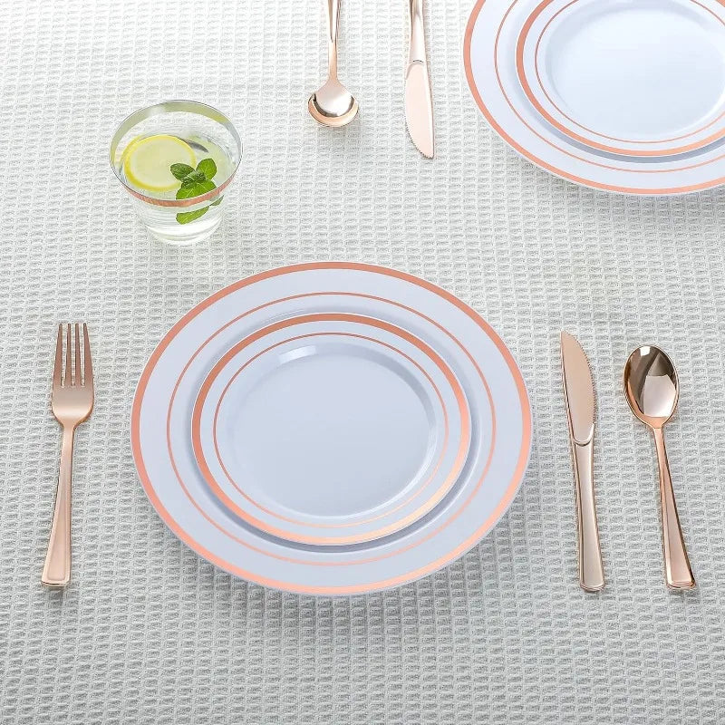 600 Pcs Plastic Dinnerware Set for 100 Guests