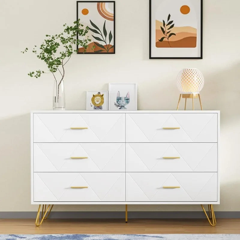 Modern Dresser with Wide Drawers and Metal Handles