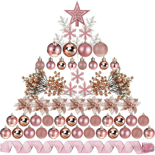 94-Piece Rose Gold Christmas Tree Decoration Set