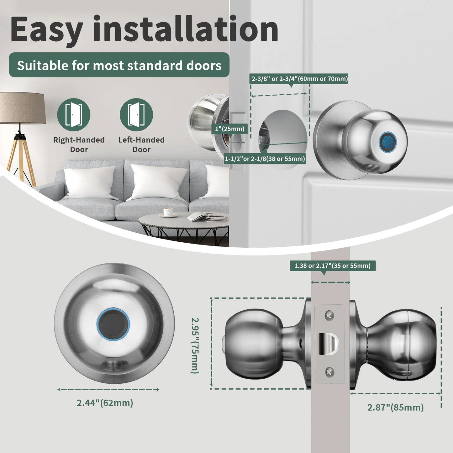 Fingerprint Smart Lock Biometric Door Knob Lock