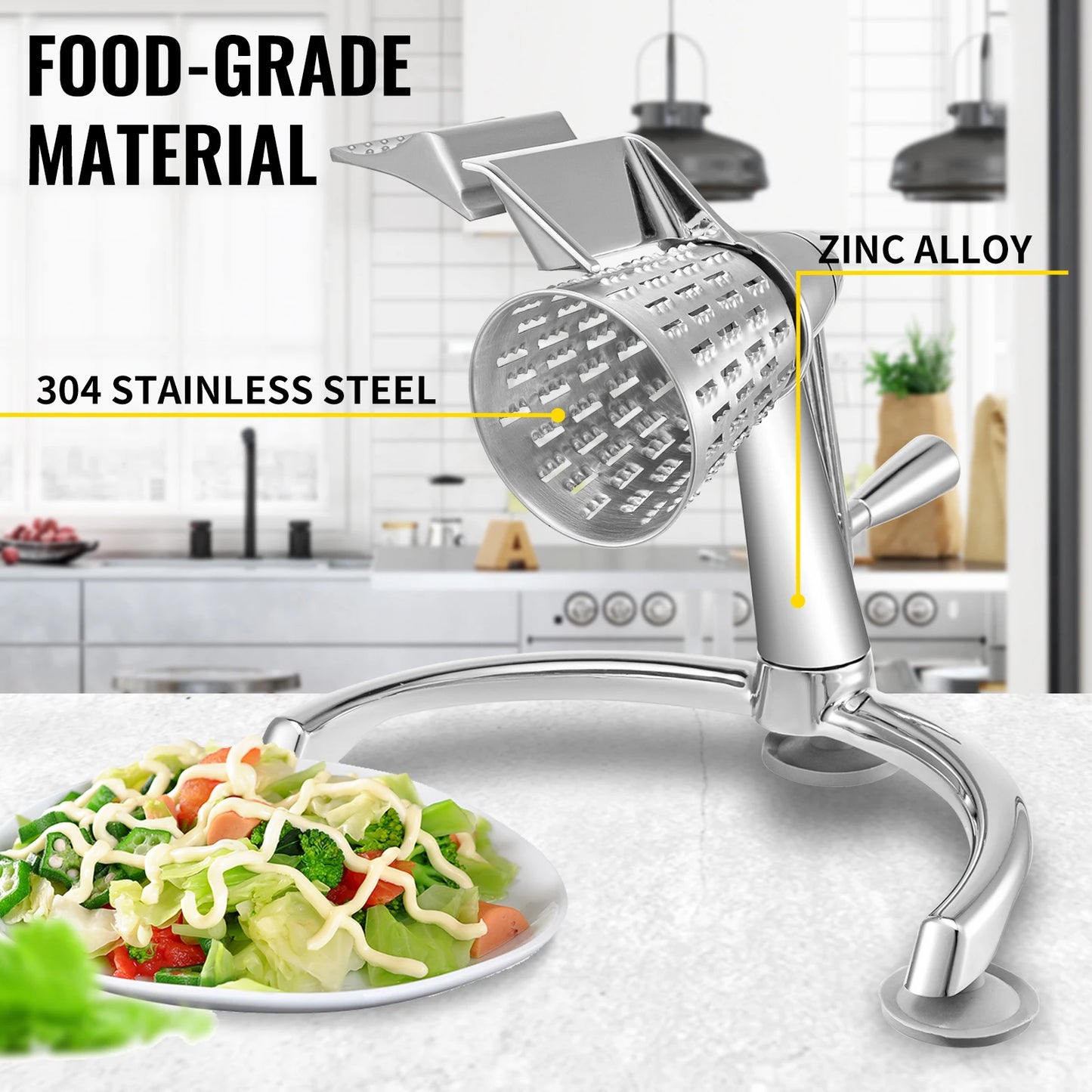 Rotary Cheese Grater with U-shaped base 2.5L Bowl