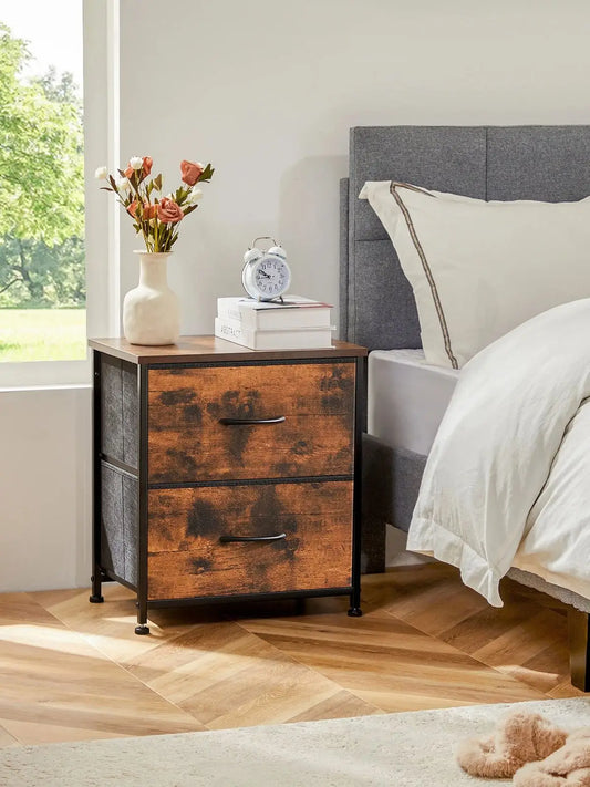 Nightstand With 2 Fabric Drawers