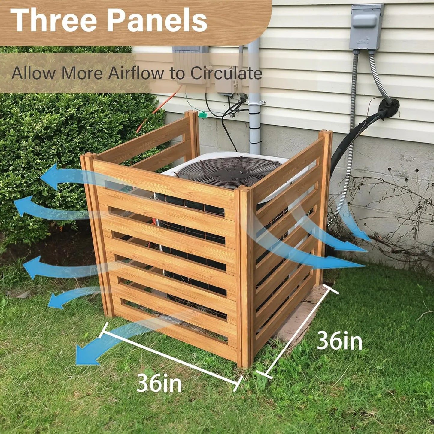 Air Conditioner Fence Wood Composter Bin 3 Panels