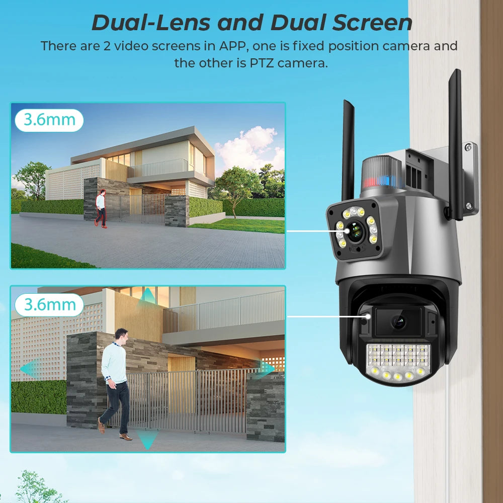 8MP 4K IP Camera WiFi PTZ Dual Lens