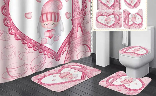 4pcs Shower Curtains Sets With Rugs