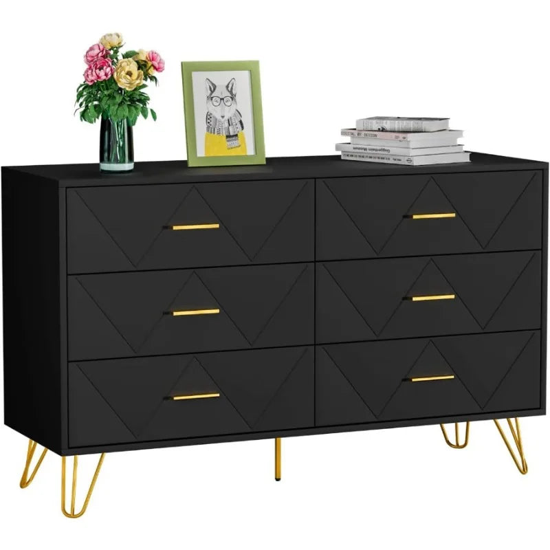 Modern Dresser with Wide Drawers and Metal Handles