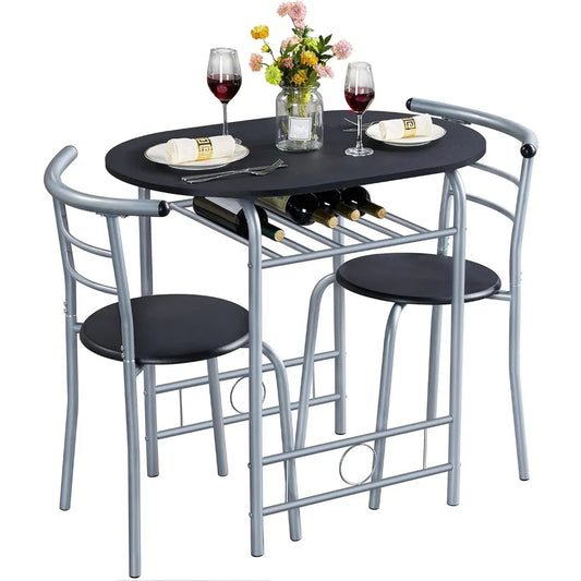 3-Piece Table & Chair Sets w/Steel Legs