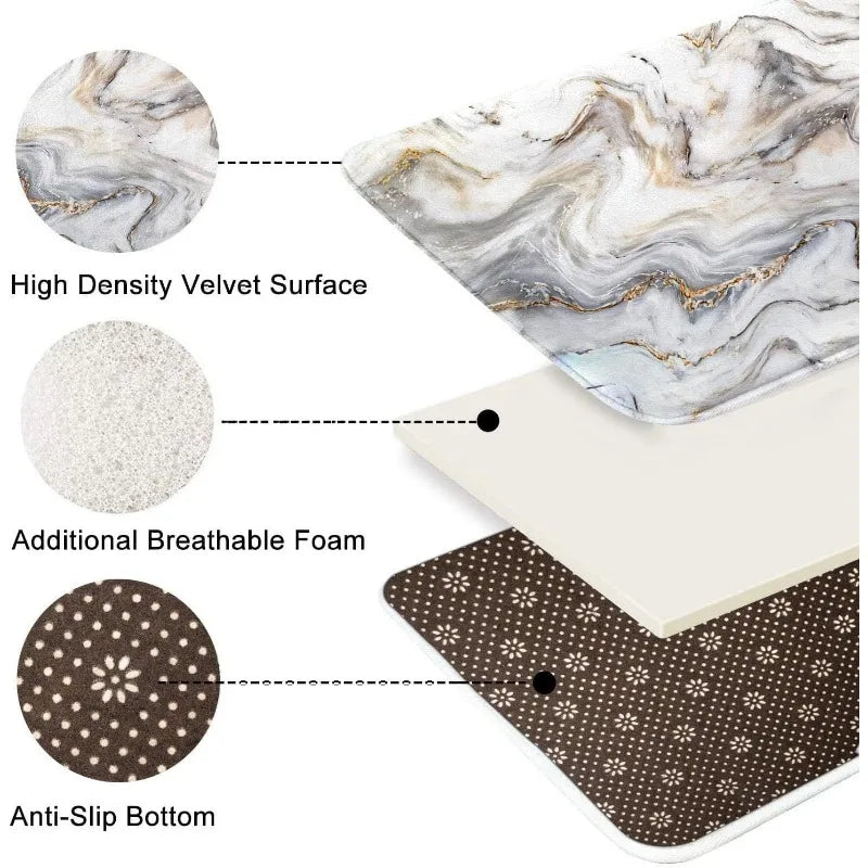 Bath Mat for Bathroom, Marble Texture Stone Washable