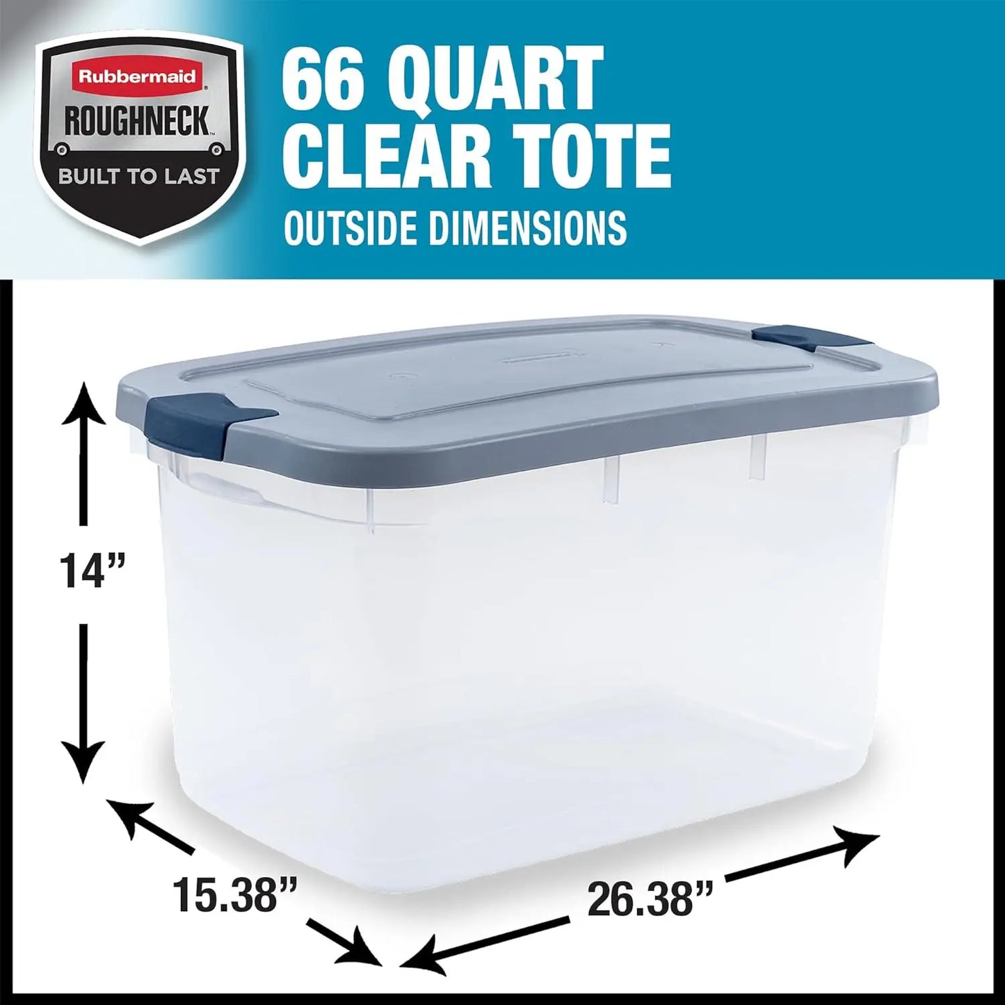 Clear 66 Qt/16.5 Gal Storage Containers, Pack of 4