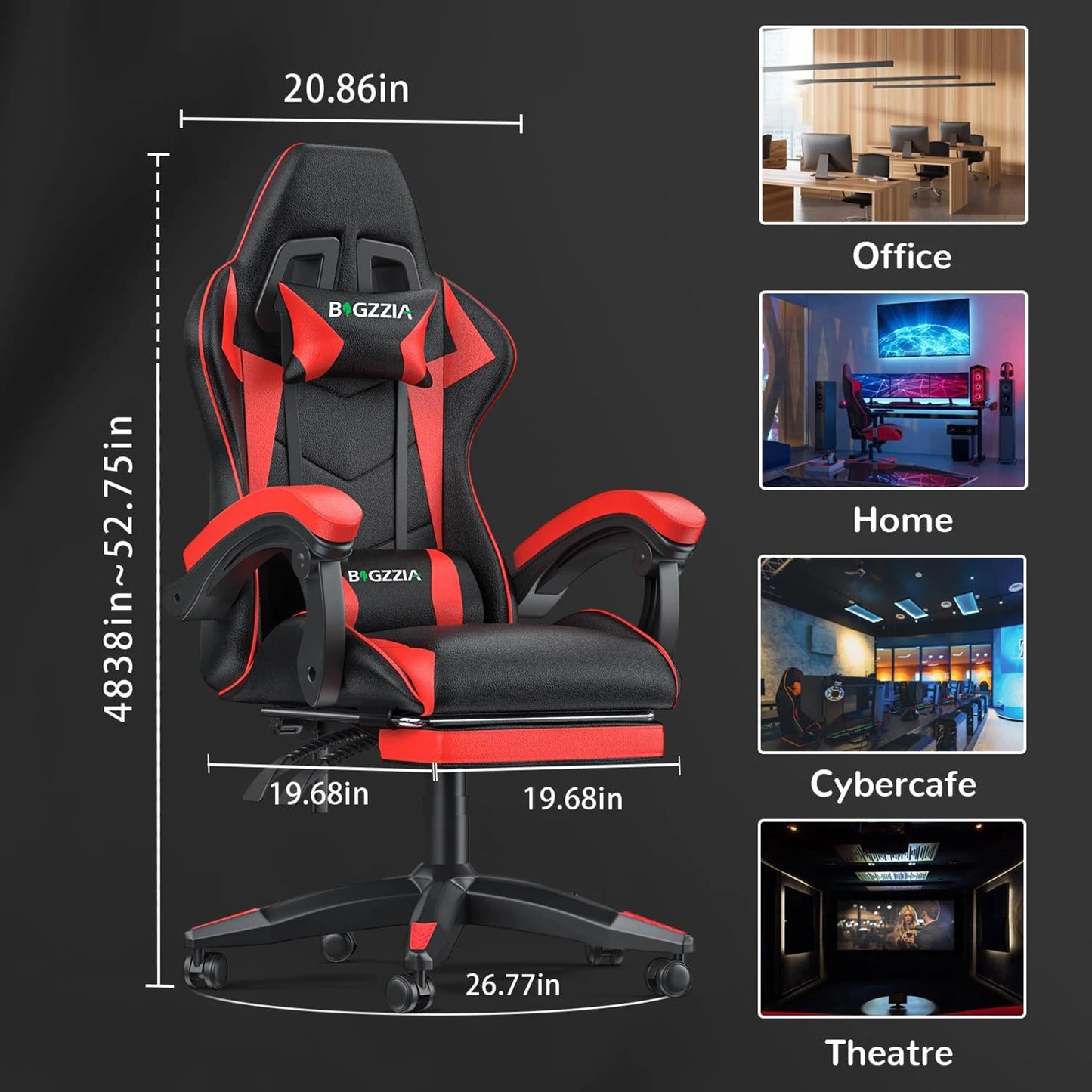 Ergonomic with Lumbar Cushion Headrest Gaming Chair