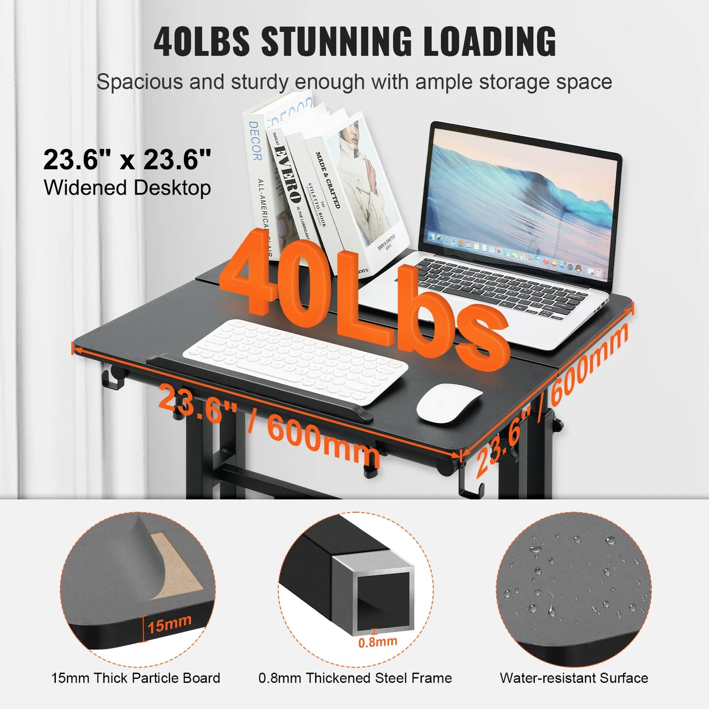 Adjustable Sit-Stand Desk with 360° Swivel Wheels