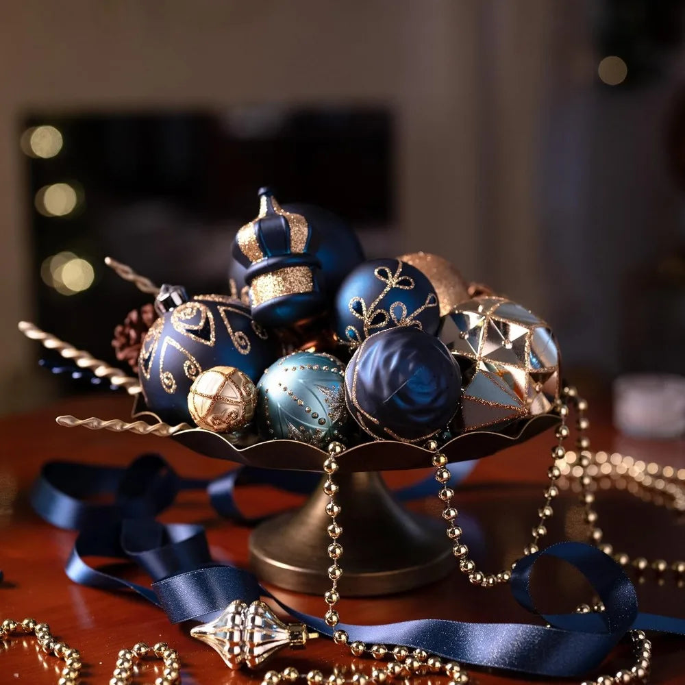 Christmas, 108ct Blue and Gold Shatterproof Ball Ornaments