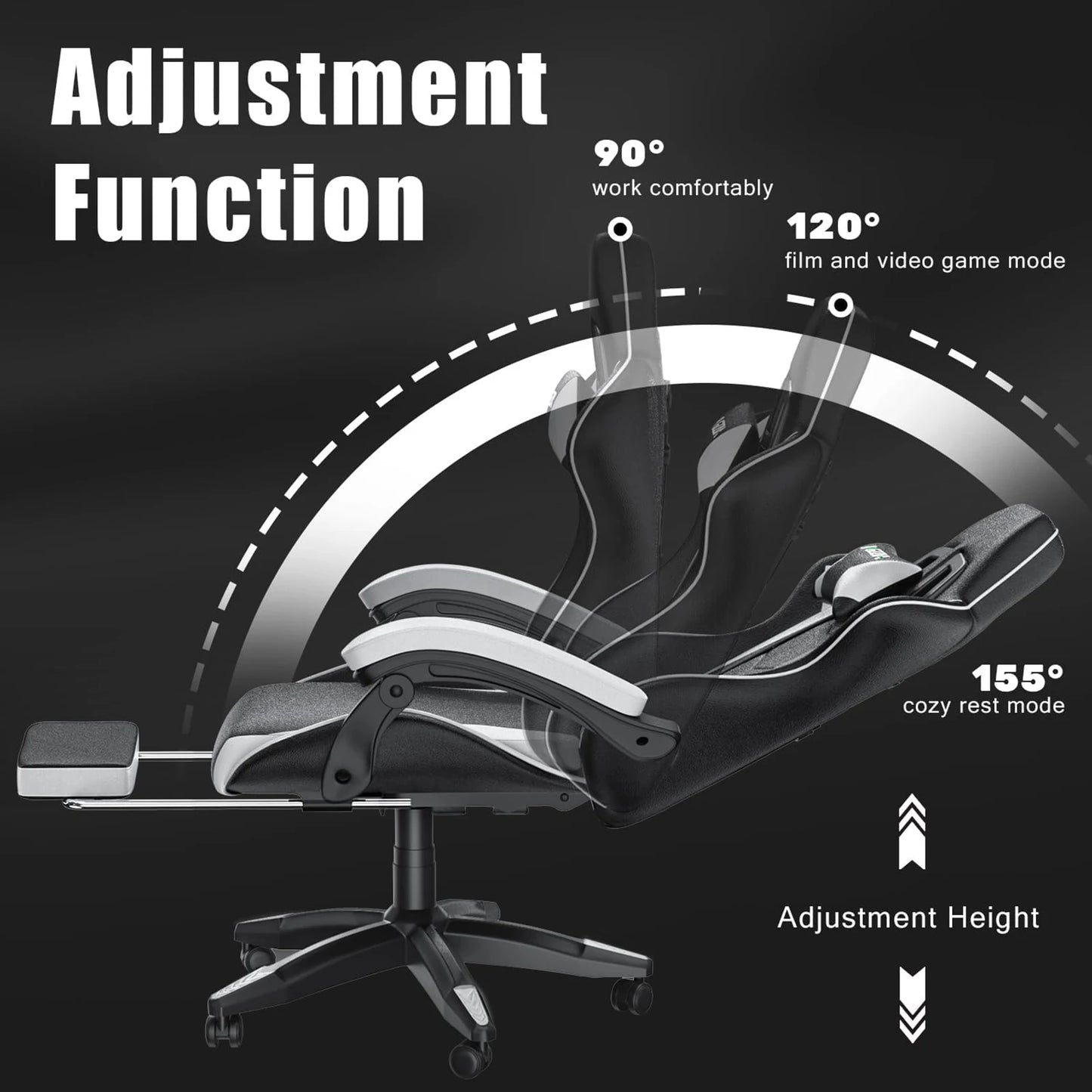 Ergonomic with Lumbar Cushion Headrest Gaming Chair