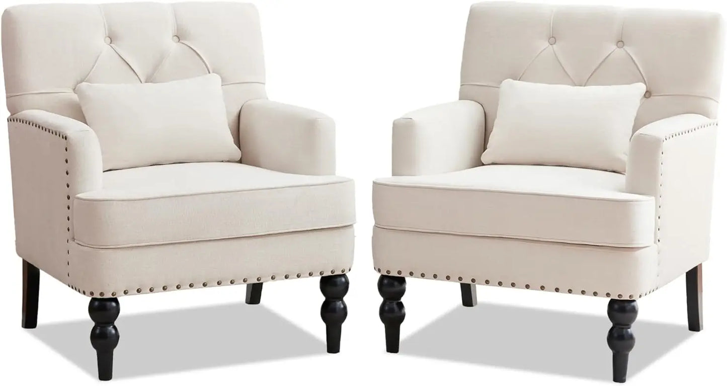 Club Chair Set of 2, Accent Chair with Lumbar Pillow