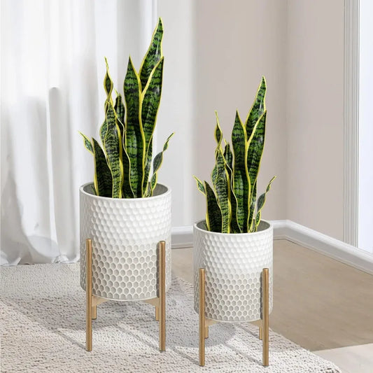 Set of 2 Modern Decorative Metal Pots