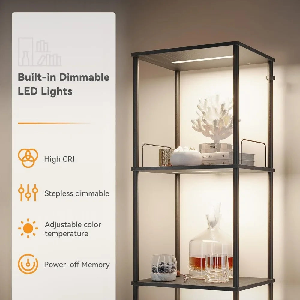 Display Cabinet with Dimmable Lights & Shelves