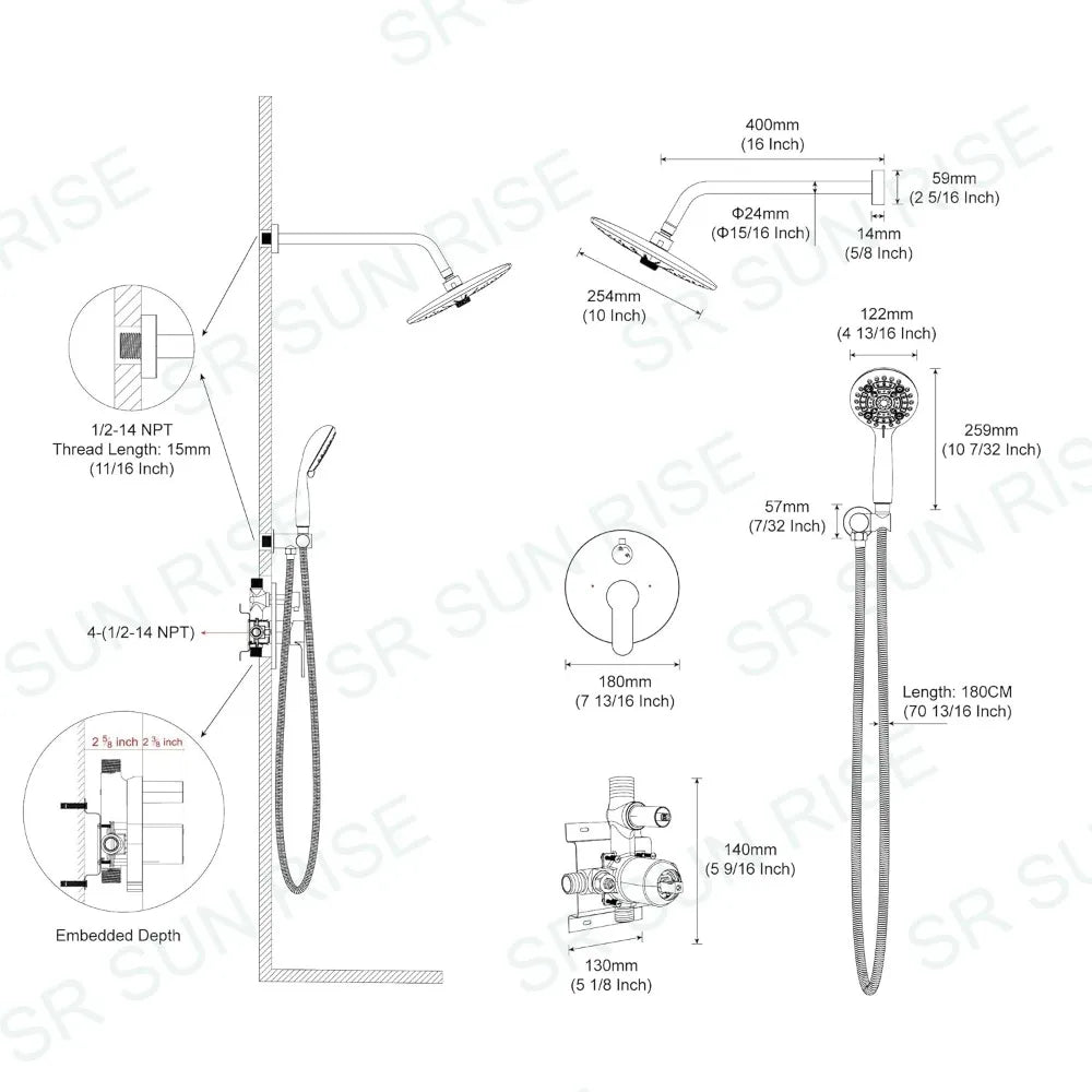 Bathroom Rainfall Shower Set Faucet