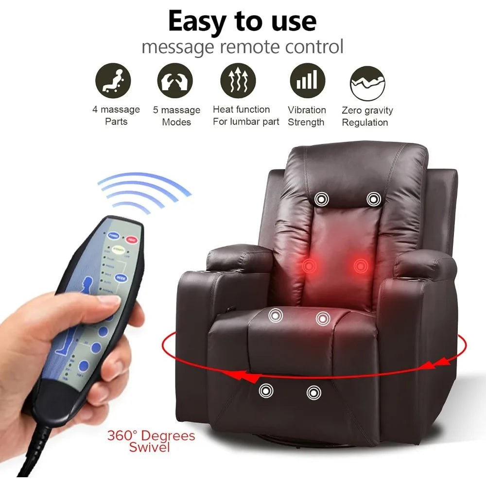 PU Leather Rocker with Heated Massage