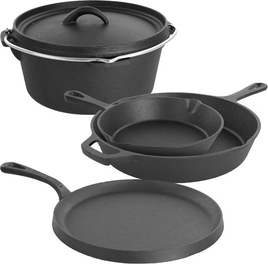 MegaChef Assorted Pre-Seasoned OVEN SAFE, Cast Iron Cookware Set