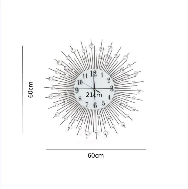 Vintage Metal Sunburst Round Wall Clock Large Morden