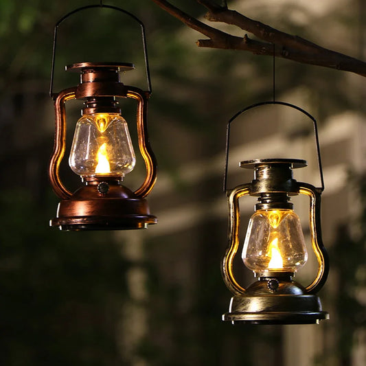 Portable Hanging Light Retro Kerosene Candle Solar Lamp