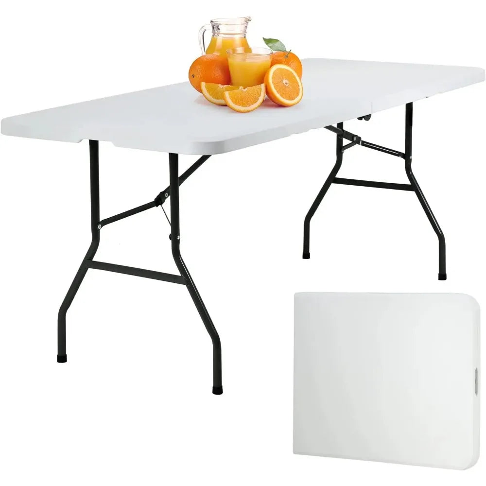 Plastic Picnic Office Table  with Carrying Handle (White, 6 FT)