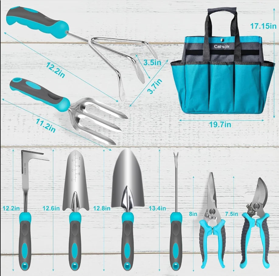 10-Piece Heavy Duty Stainless Steel Garden Tools Set