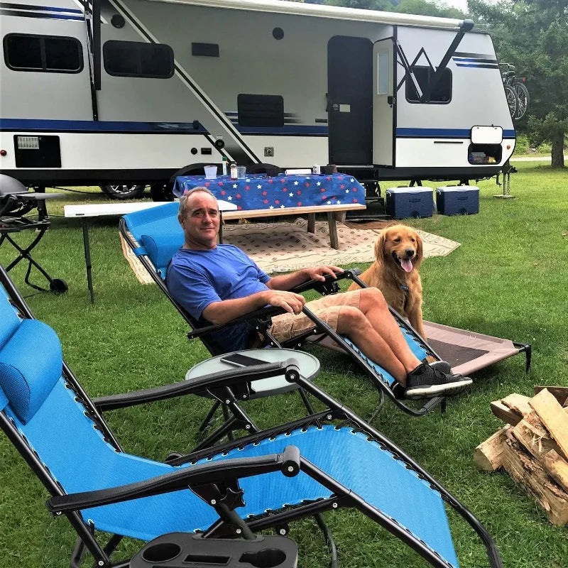 Reclining Lounge Chair with Cup Holder Pillows