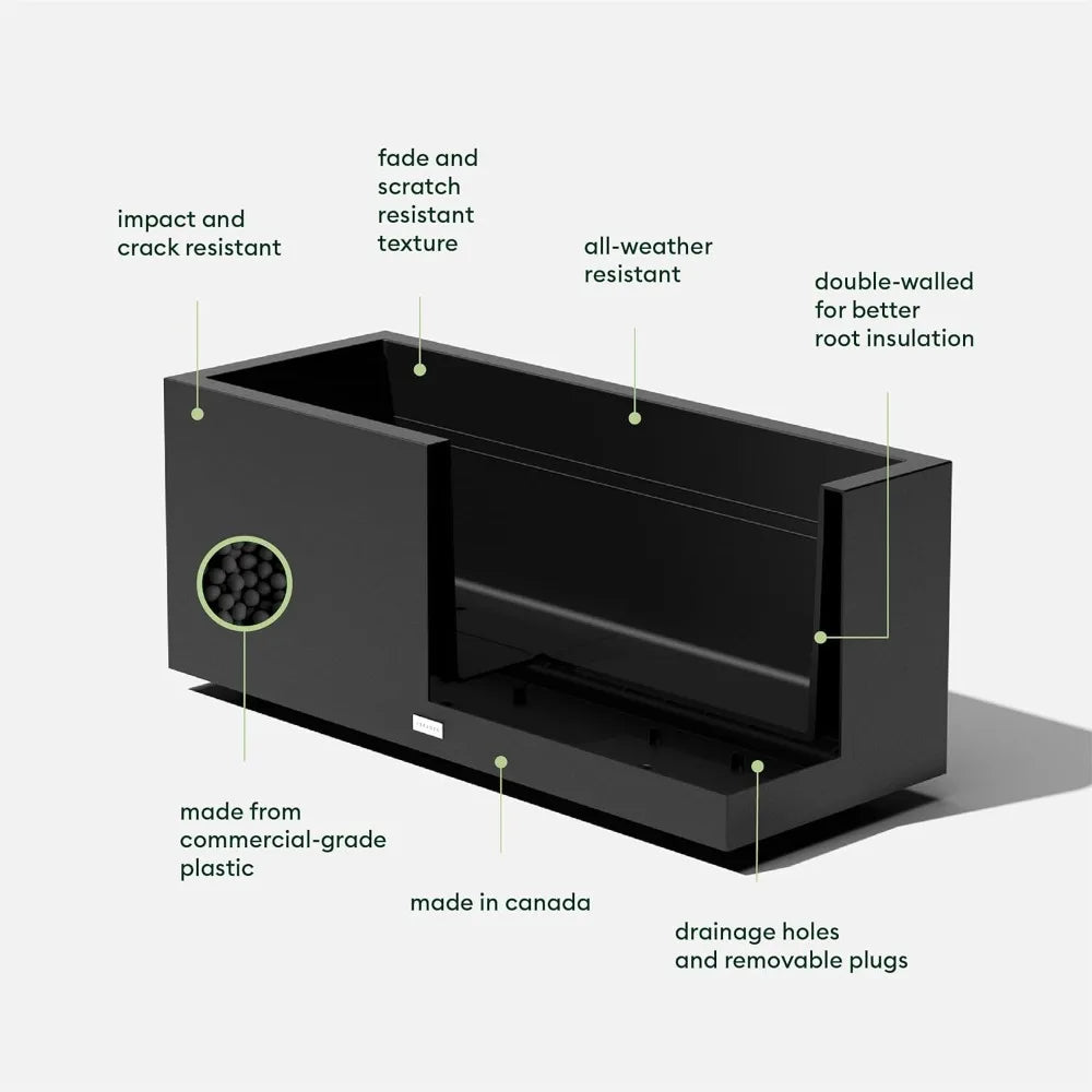 Block Series Long Box Planter Durable All-Weather Use