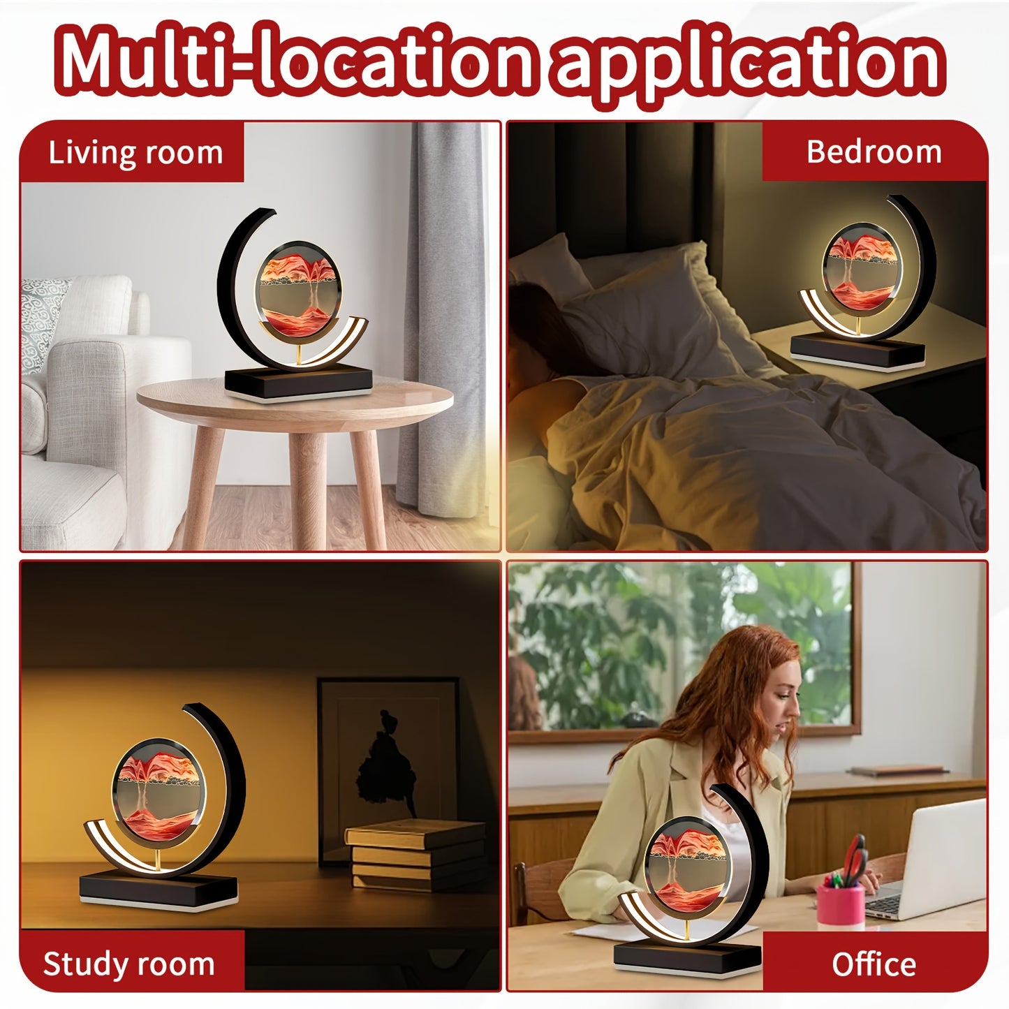 Moving Sand Art Picture 3D Round Picture Lamp