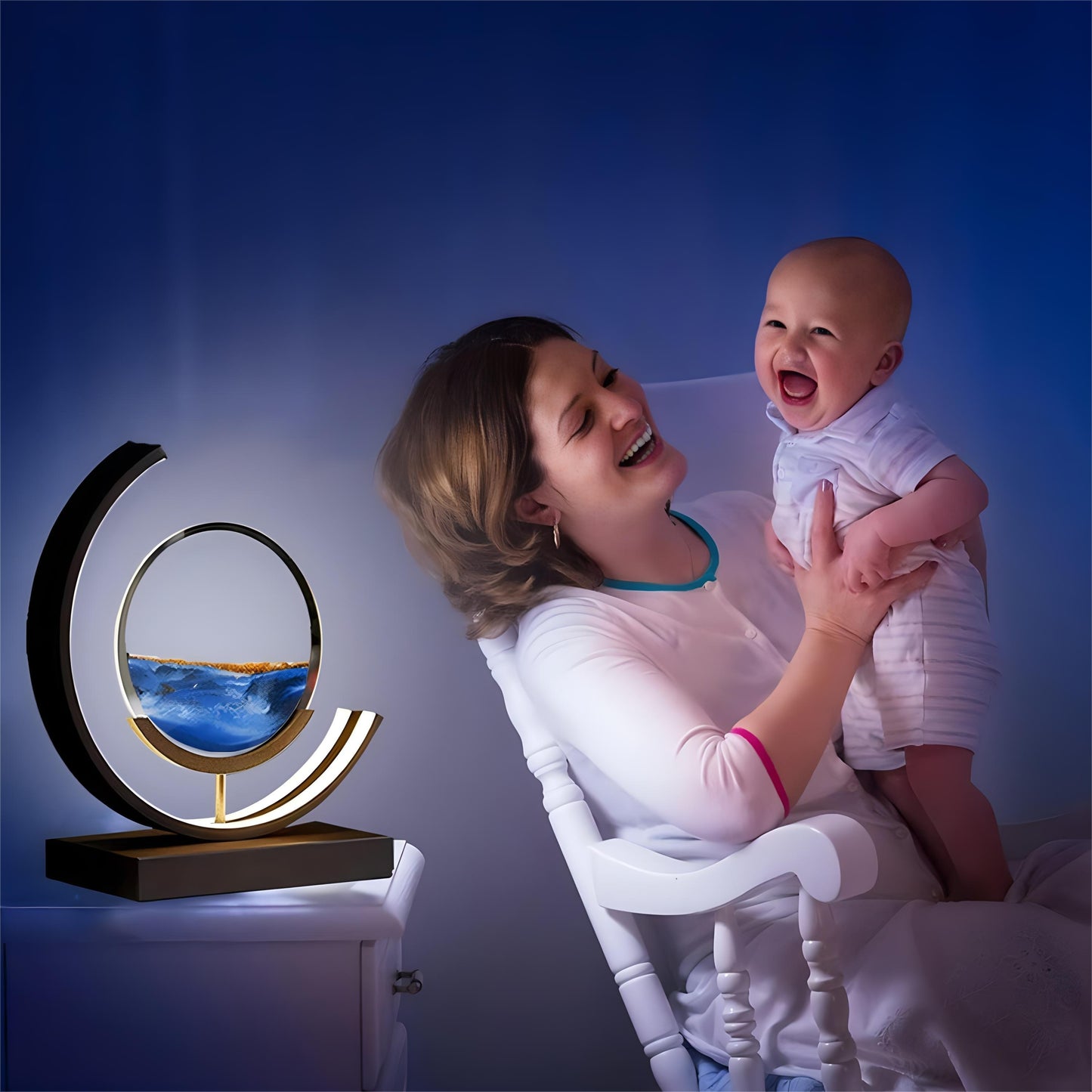 Moving Sand Art Picture 3D Round Picture Lamp