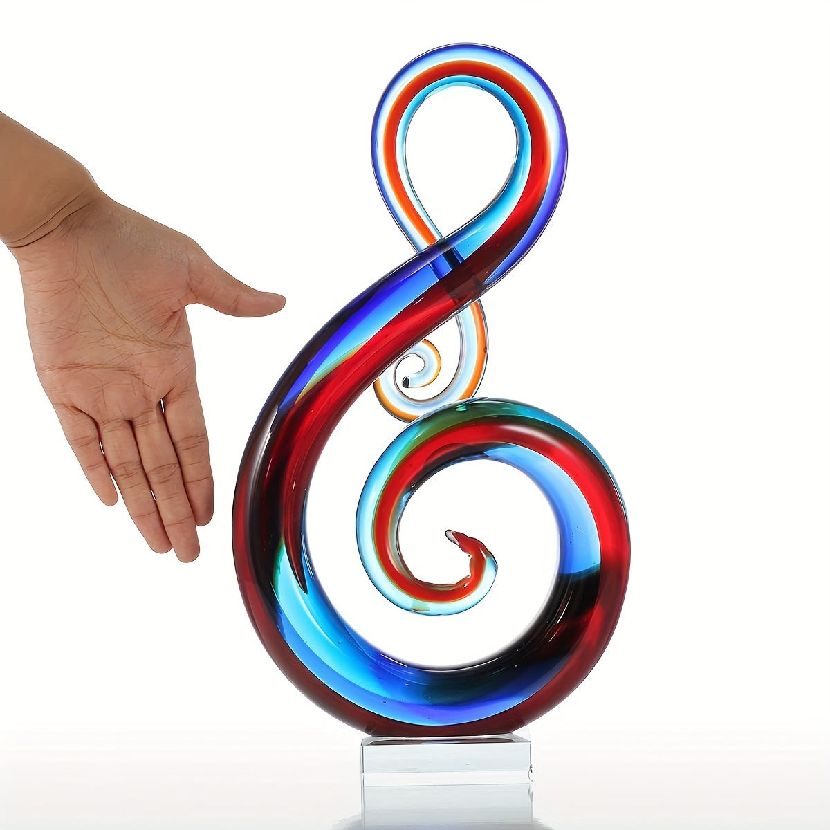 14" ×7.5" Multicolor Music Note Glass Sculpture